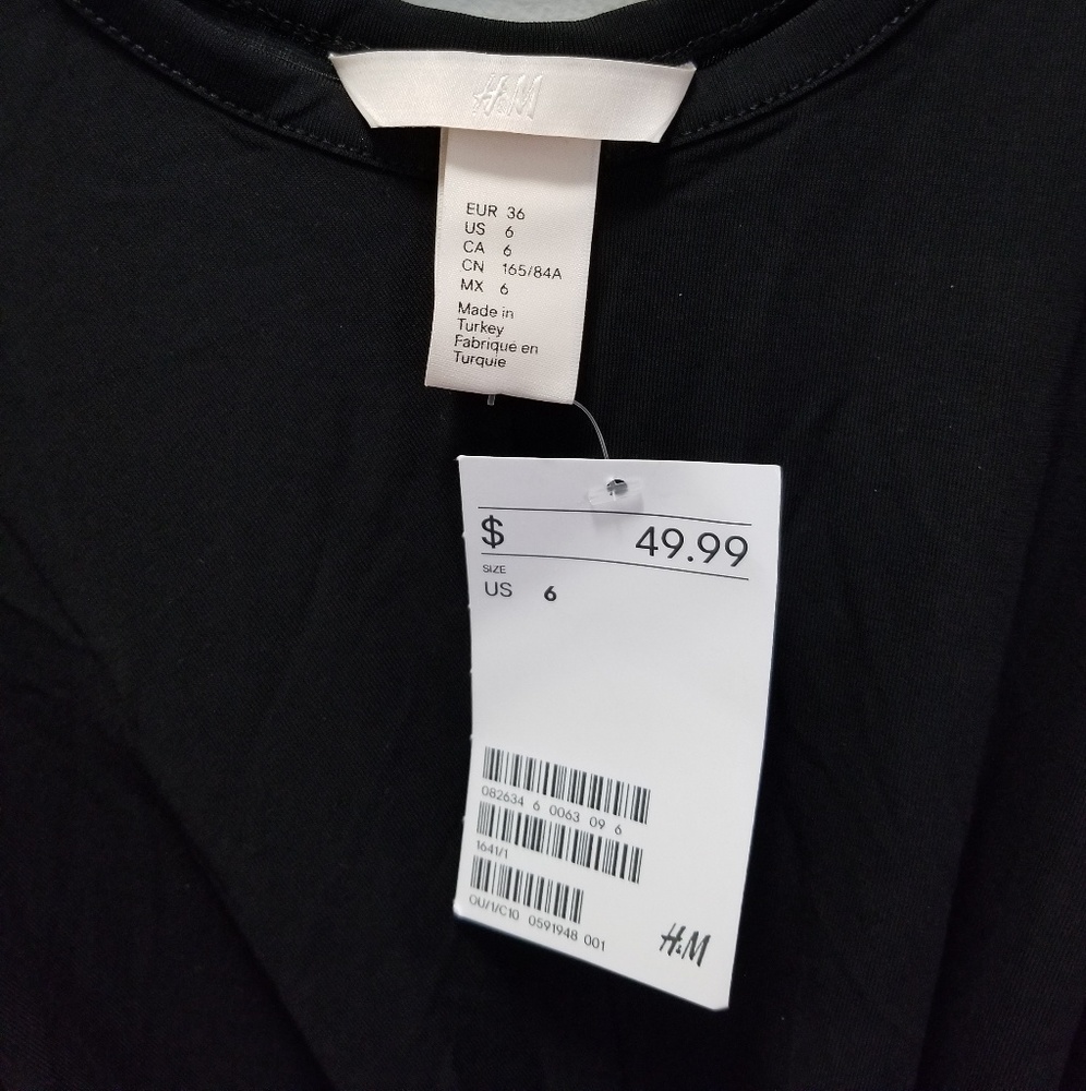 NWT Black H&M Midi Dress with Slit - Picture 4 of 6